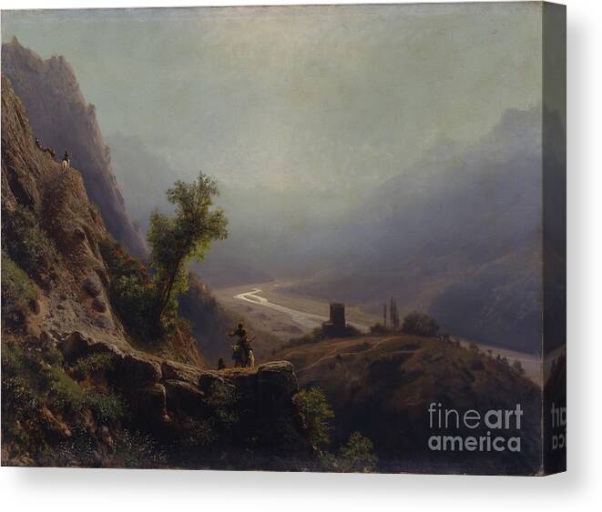 Oil Painting Canvas Print featuring the drawing In The Caucasus Mountains, 1879. Artist by Heritage Images