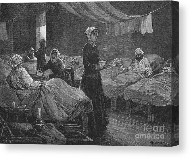 19th Century Style Canvas Print featuring the drawing In The Hospital At Scutari C1880 1902 by Print Collector