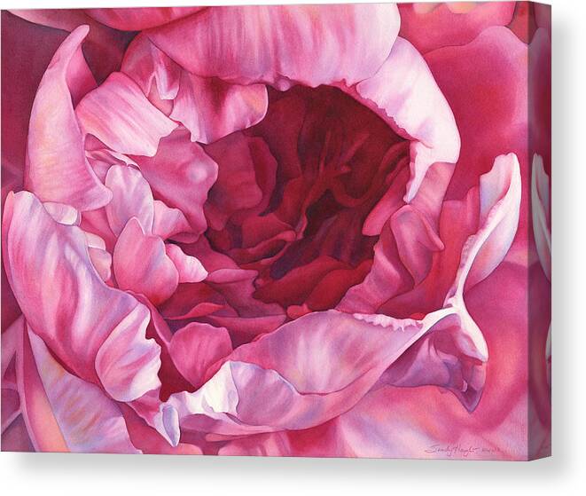 Peony Canvas Print featuring the painting Inner Sanctum by Sandy Haight