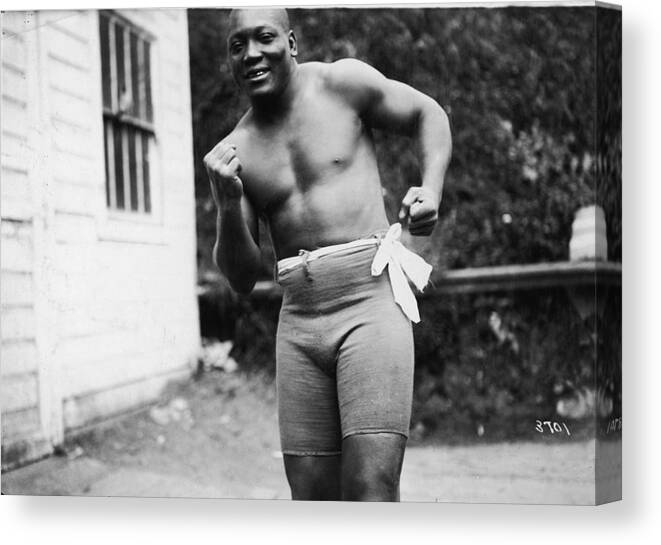 Jack Johnson - Boxer Canvas Print featuring the photograph Jack Johnson In Boxing Stance by Fpg