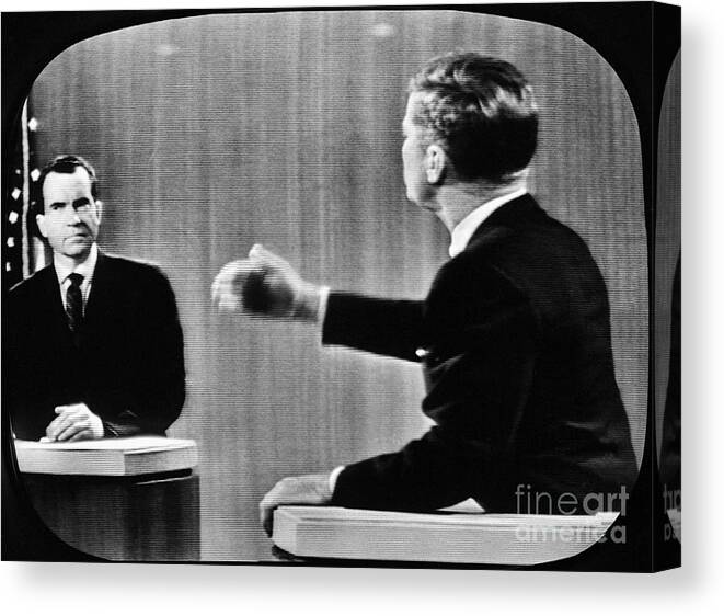People Canvas Print featuring the photograph Kennedy Debating Nixon by Bettmann