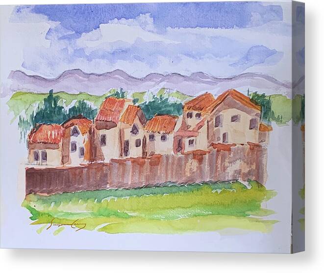 Row Houses Canvas Print featuring the painting Laguna del Sol Row Houses by Suzanne Giuriati Cerny