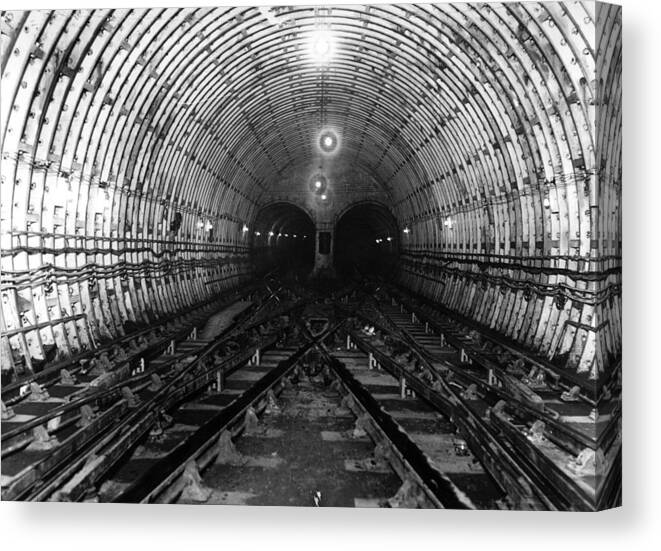 Rail Transportation Canvas Print featuring the photograph London Underground by Hulton Archive