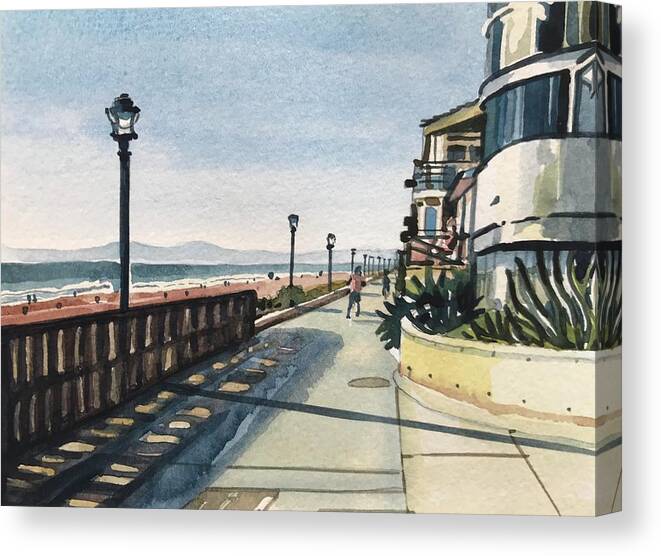 Manhattan Beach Canvas Print featuring the painting Manhattan beach #29 by Luisa Millicent