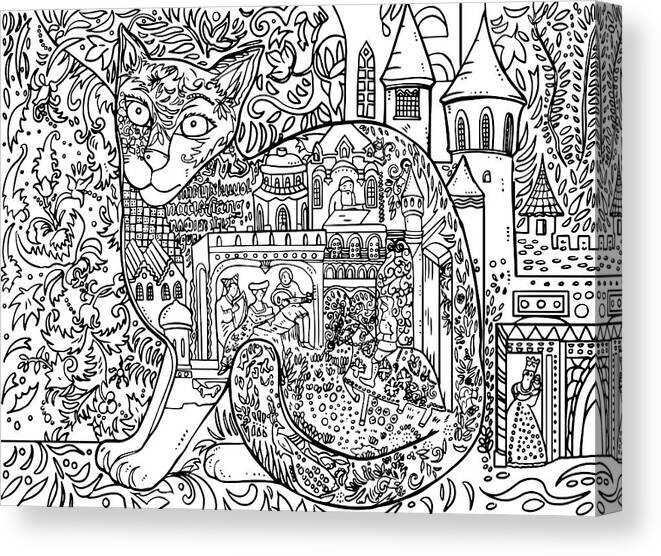 Middle Ages Canvas Print featuring the painting Middle Ages Line Art by Oxana Zaika