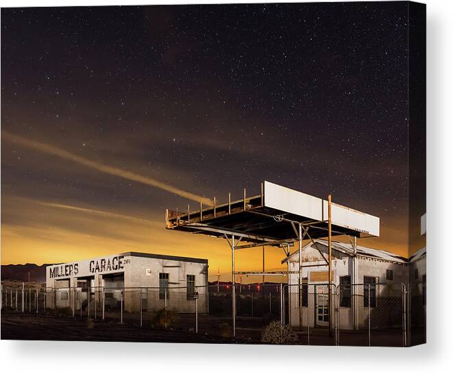 Anza-borrego Desert State Park Canvas Print featuring the photograph Miller's Garage by Night by TM Schultze