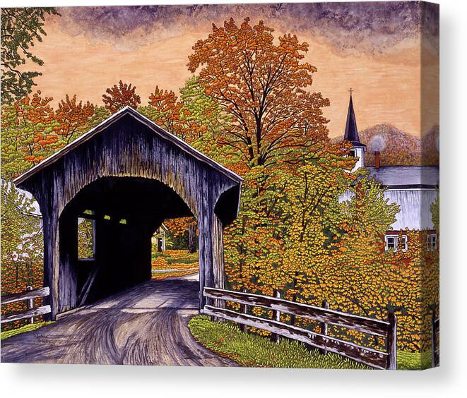 Covered Bridge Canvas Print featuring the painting Montgomery Bridge by Thelma Winter