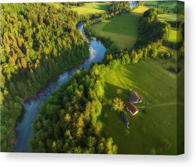 River Canvas Print featuring the photograph Morning By The River by Ales Krivec
