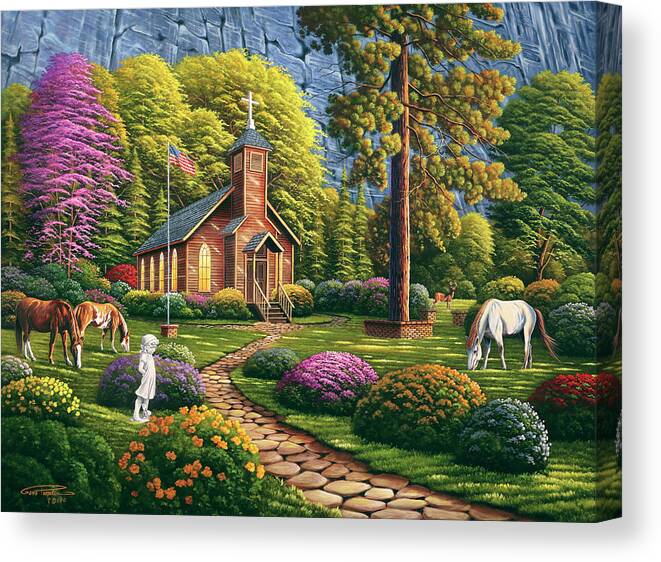 Morning Service Canvas Print featuring the painting Morning Service by Geno Peoples