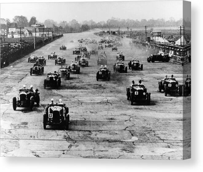 Sport Canvas Print featuring the photograph Motor Race, Brooklands, Surrey, 1920s by Heritage Images