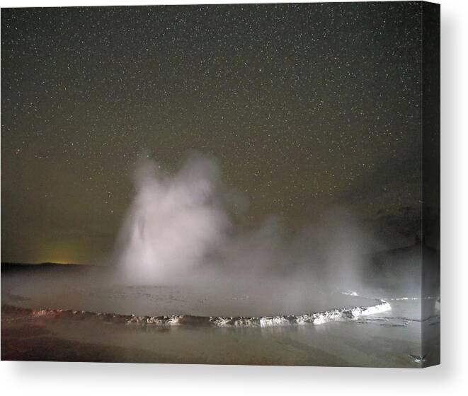Geyser Canvas Print featuring the photograph Nighttime at Great Fountain Geyser by Jean Clark