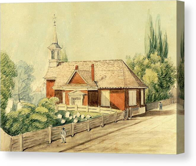 Old Swedes' Church Canvas Print featuring the drawing Old Swedes' Church, Southwark, Philadelphia by William Breton
