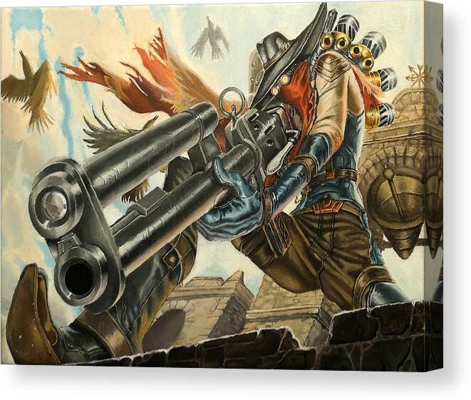 Sniper Canvas Print featuring the painting One bullet, one kill by Helena Brnadic