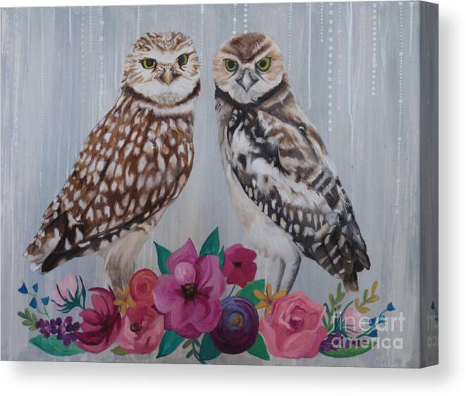 Owl Painting Canvas Print featuring the painting Owl Always Love You by Ashley Lane