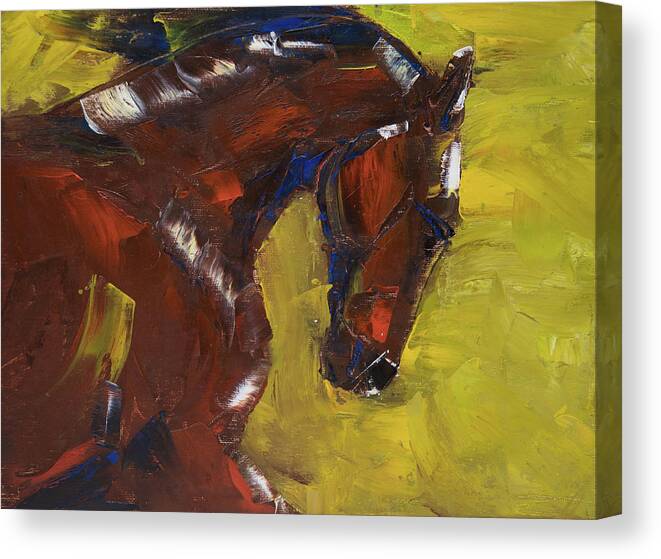 Horse Canvas Print featuring the painting Painted Determination by Jani Freimann