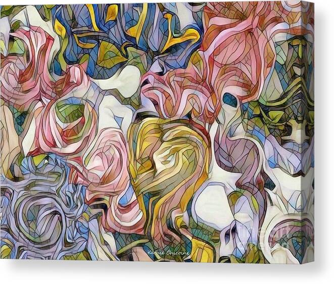 Contemporary Art Canvas Print featuring the digital art Pastel Mosaic by Kathie Chicoine