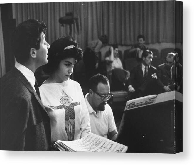 Archival Canvas Print featuring the photograph Paul Anka and Annette Funicello by Peter Stackpole