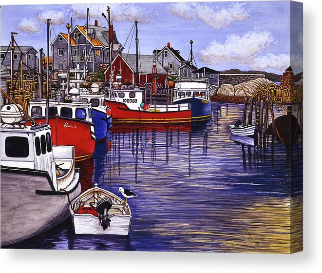 Peggy's Cove Canvas Print featuring the painting Peggy's Cove by Thelma Winter