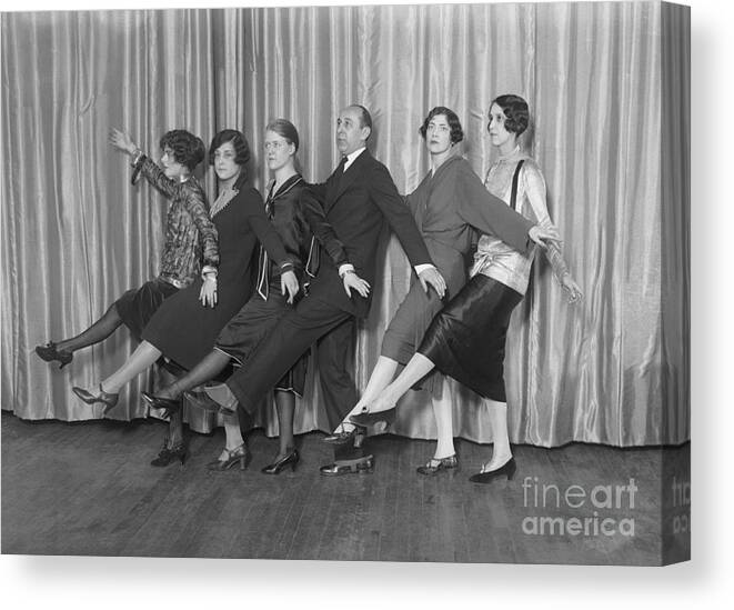 Debutante Canvas Print featuring the photograph People Learning Dance Steps by Bettmann