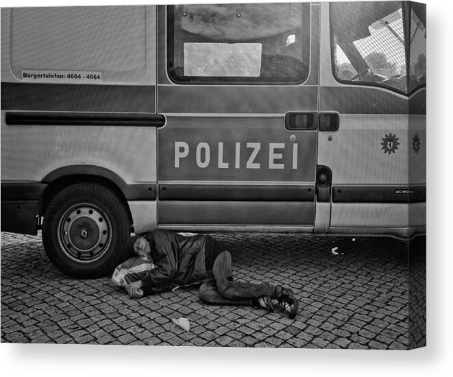 Street Canvas Print featuring the photograph Polizei by Lorenzo Grifantini