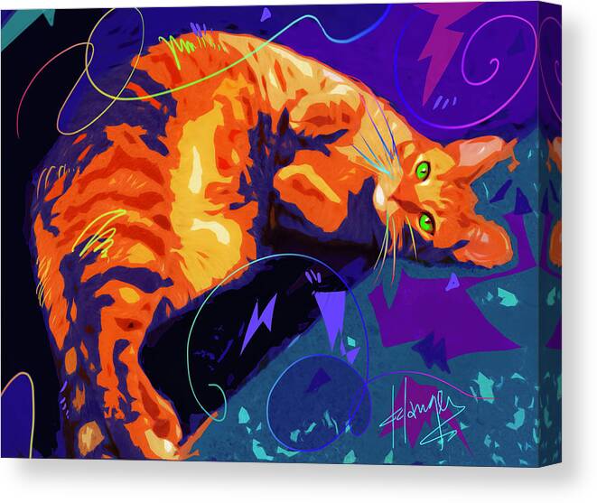 Miles Canvas Print featuring the painting POP CAT Miles by DC Langer