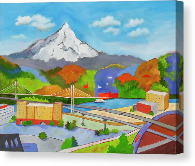 Mt. Hood Canvas Print featuring the painting Portland, Oregon by Susan Thomas