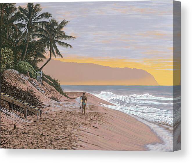 Post Surf Beer Canvas Print featuring the painting Post Surf Beer by Palmer Artworks