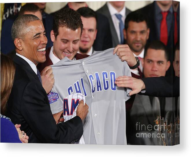 People Canvas Print featuring the photograph President Obama Welcomes World Series by Mark Wilson