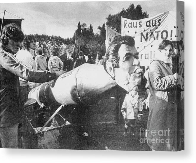 Young Men Canvas Print featuring the photograph Protesting In West Germany by Bettmann