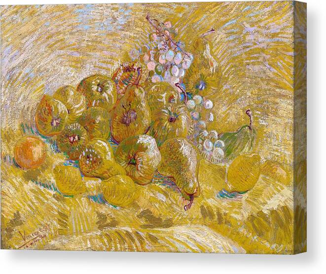 Vincent Willem Van Gogh Canvas Print featuring the painting Quinces, Lemons, Pears and Grapes - Digital Remastered Edition by Vincent van Gogh