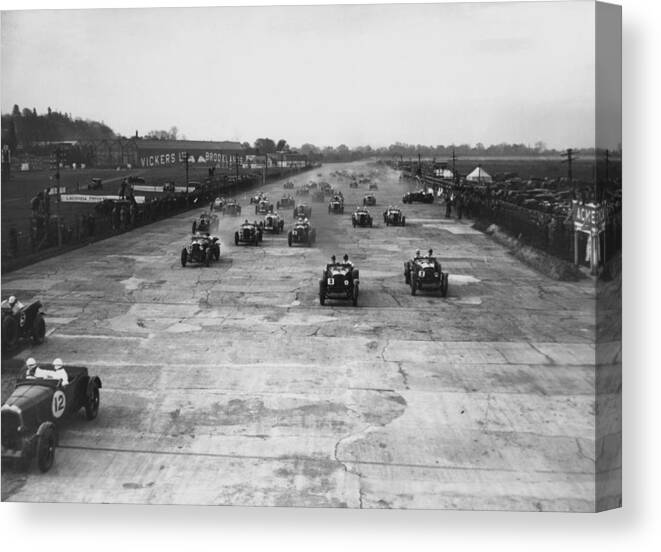1930-1939 Canvas Print featuring the photograph Racing At Brooklands by Topical Press Agency