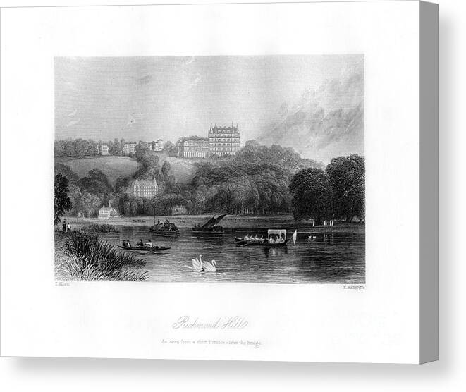 Engraving Canvas Print featuring the drawing Richmond Hill, Richmond, 19th by Print Collector