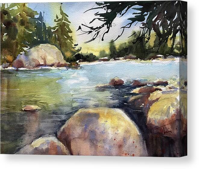 Landscape Canvas Print featuring the painting Rocking the River by Judith Levins