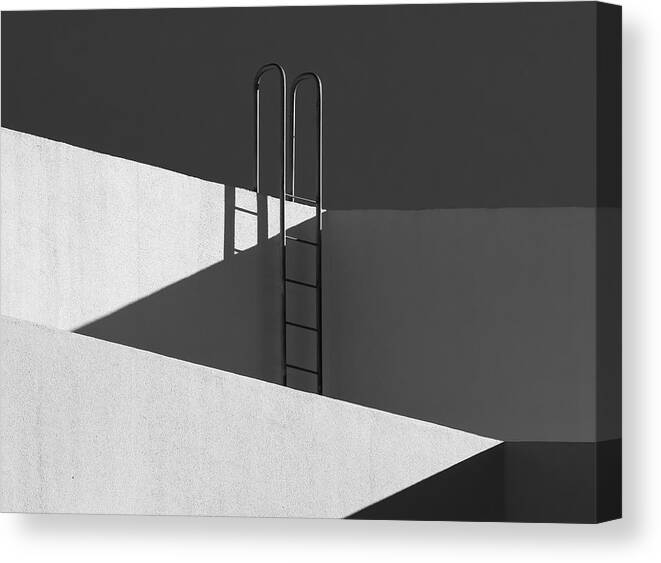 Ladder Canvas Print featuring the photograph Rooftop Shadows by Jacqueline Hammer