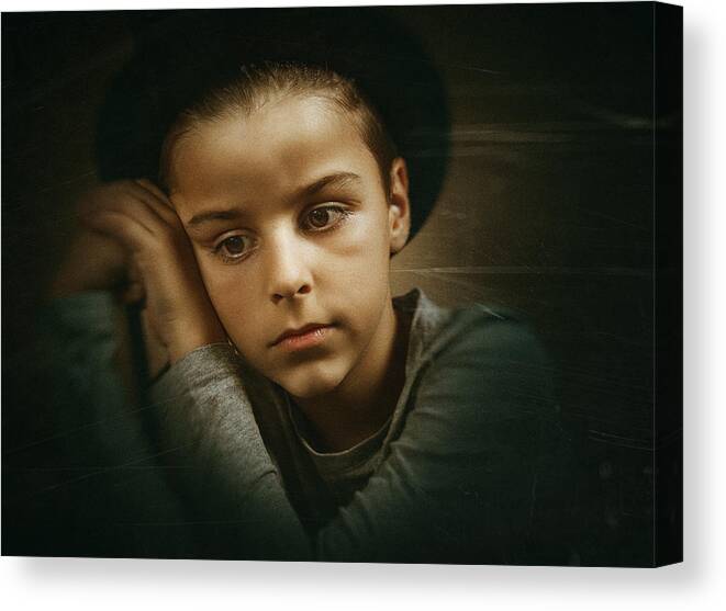 Boy Canvas Print featuring the photograph Sad by Amir Bajrich