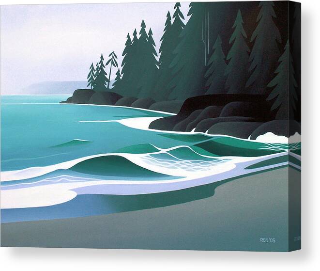 Beach Canvas Print featuring the painting Sandy Cove by Ron Parker