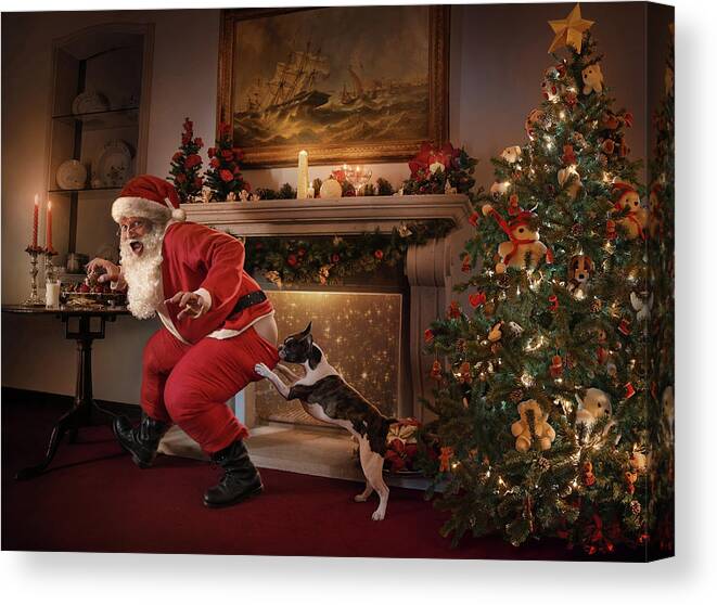 Christmas Canvas Print featuring the photograph Santa Was Caught! by Ddiarte