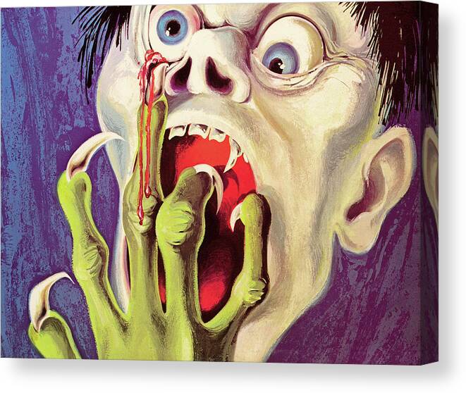 Afraid Canvas Print featuring the drawing Scary Zombie Monster by CSA Images