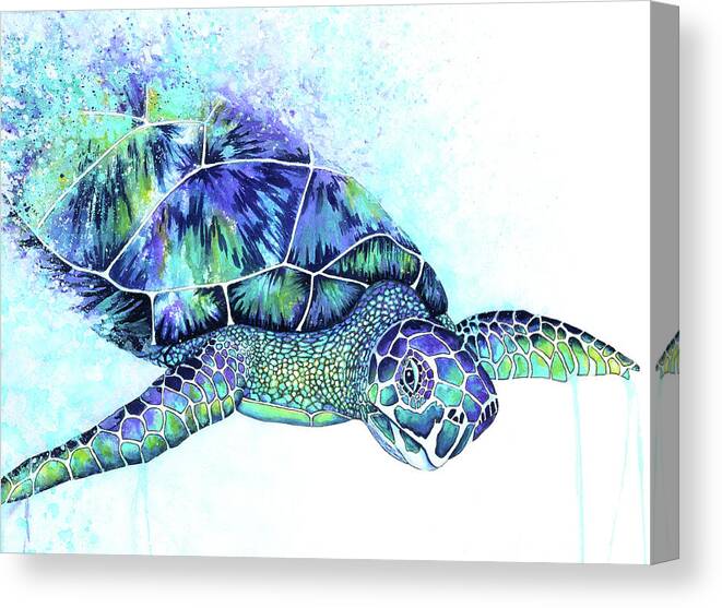 Sea Turtle Canvas Print featuring the painting Sea Turtle by Michelle Faber
