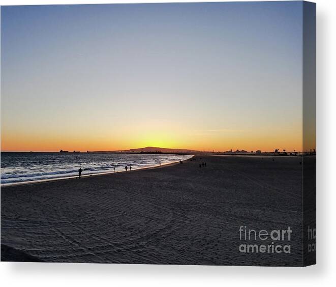 Seal Beach Canvas Print featuring the photograph Seal Beach at Sunset by Elizabeth M