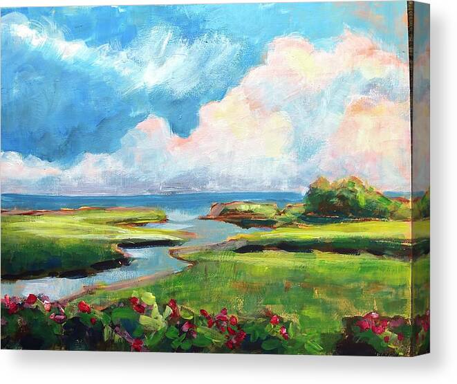 Seaside Marsh Canvas Print featuring the painting Seaside Marsh by Barbara Hageman