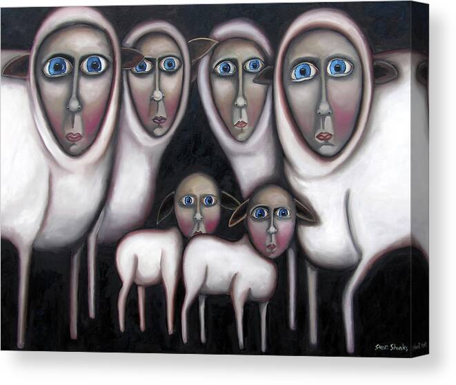 Sheep Canvas Print featuring the painting Sheeple by Steve Shanks