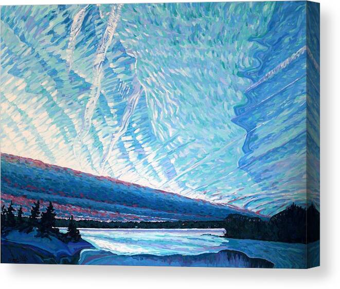 2216 Canvas Print featuring the painting Singleton Winter Contrails Cirrus and Deformation by Phil Chadwick