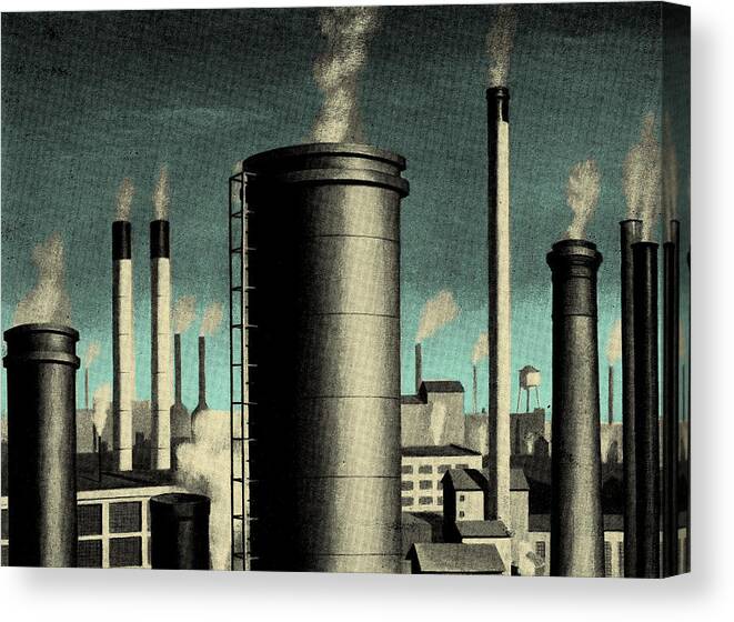 Air Quality Canvas Print featuring the drawing Smoke Stacks by CSA Images