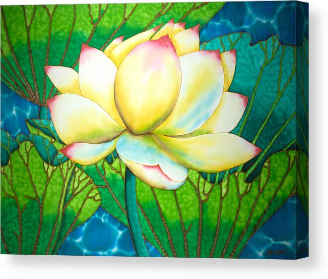 Waterlily Canvas Print featuring the painting Snow White Lotus by Daniel Jean-Baptiste