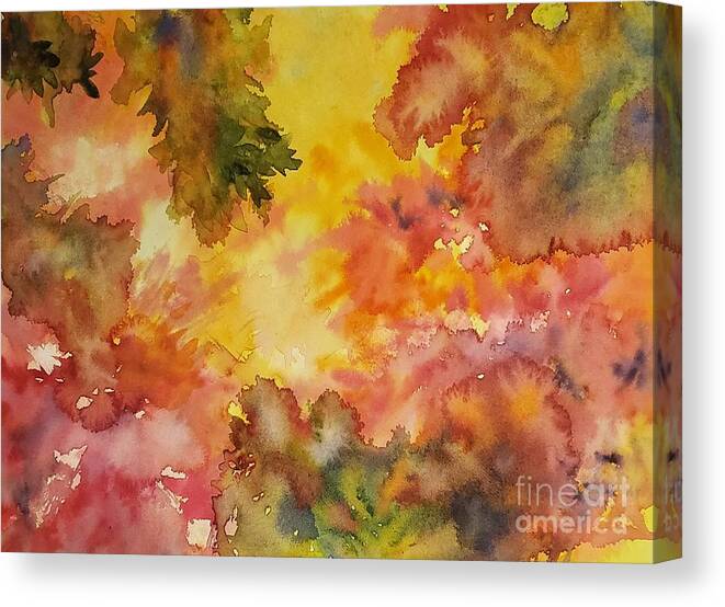 Abstract Fall Foliage Canvas Print featuring the painting Splash of Fall by Lisa Debaets