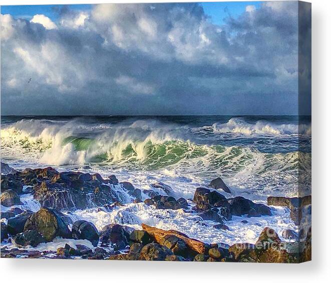 Winter Canvas Print featuring the photograph Sunbreak Waves by Jeanette French