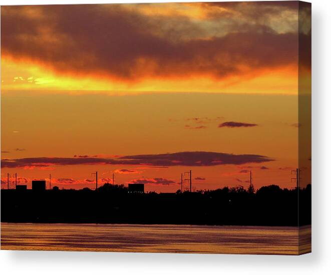 Sunsets Canvas Print featuring the photograph Sunset on the Delaware No. Three by Linda Stern