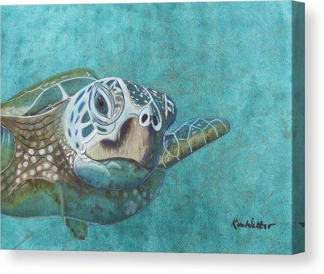Ocean Canvas Print featuring the painting Swimming Along Watercolor by Kimberly Walker
