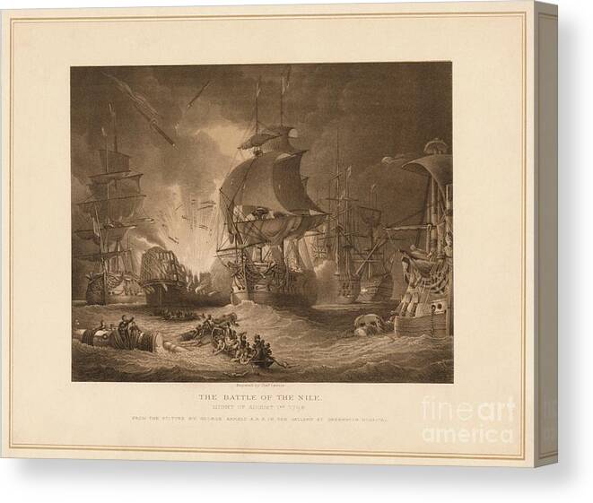 Engraving Canvas Print featuring the drawing The Battle Of The Nile, 1798 1878 by Print Collector